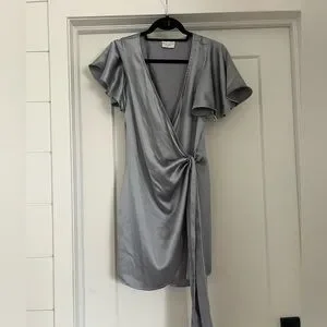 Dress Forum | Dresses | Dress Forum Silver Wrap Mini Dress | Poshmark
